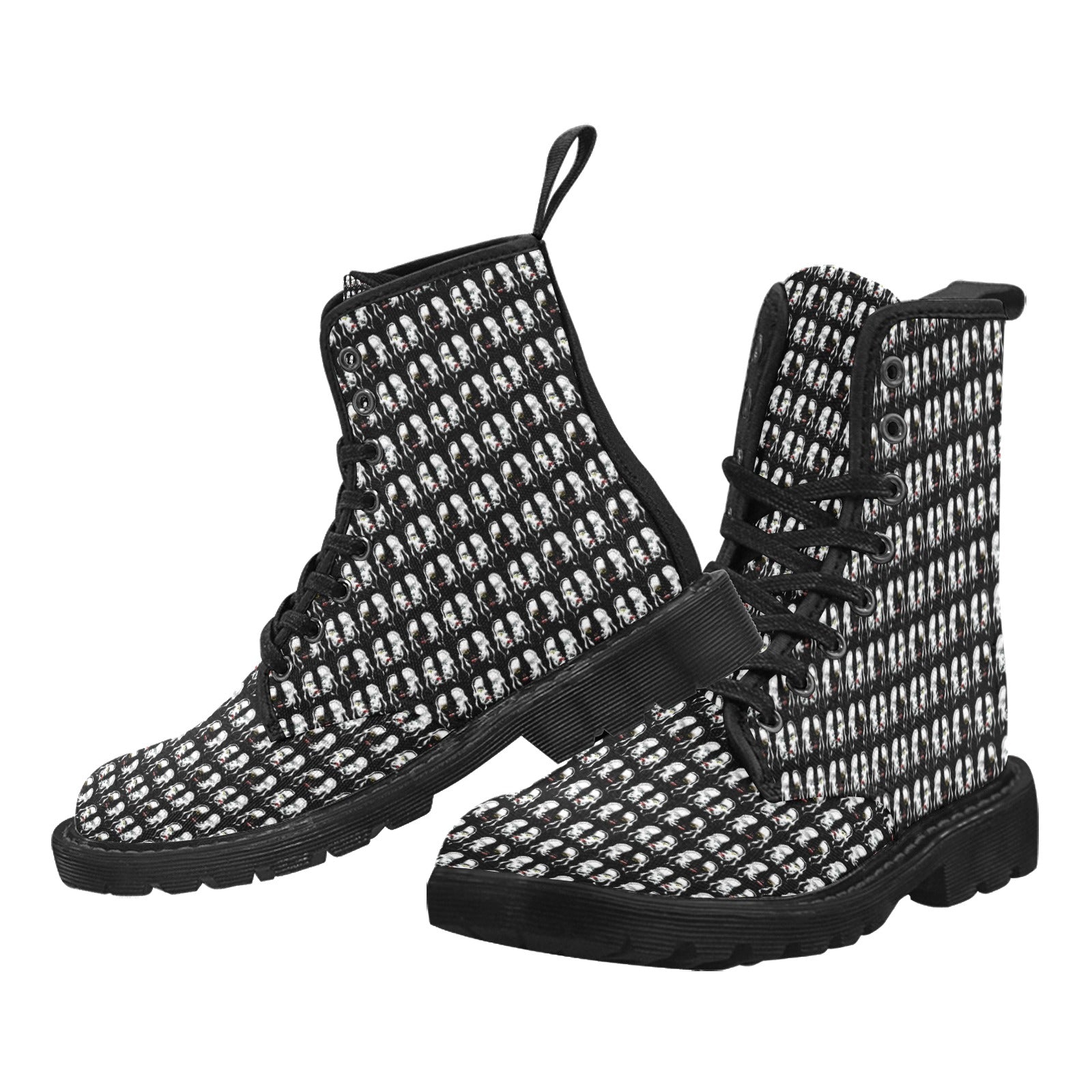 "4 Women?” Women's Lace Up Canvas Boots - Black