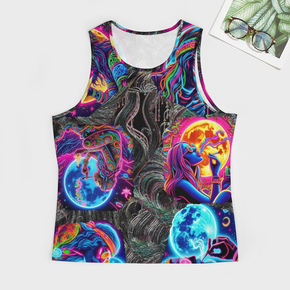 "Moonlight Toking Psychedelic Hippies” Muscle Tank Top