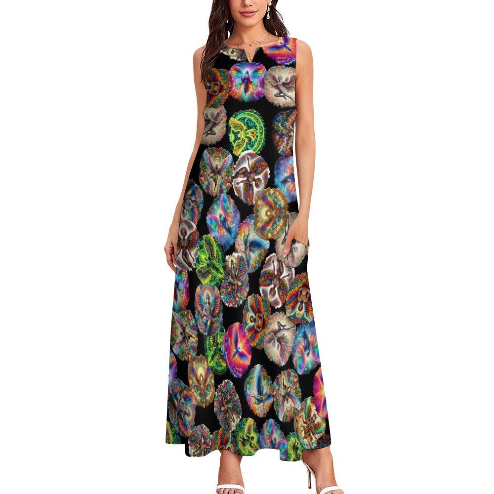 "Angels Round High" Sleeveless Long Dress
