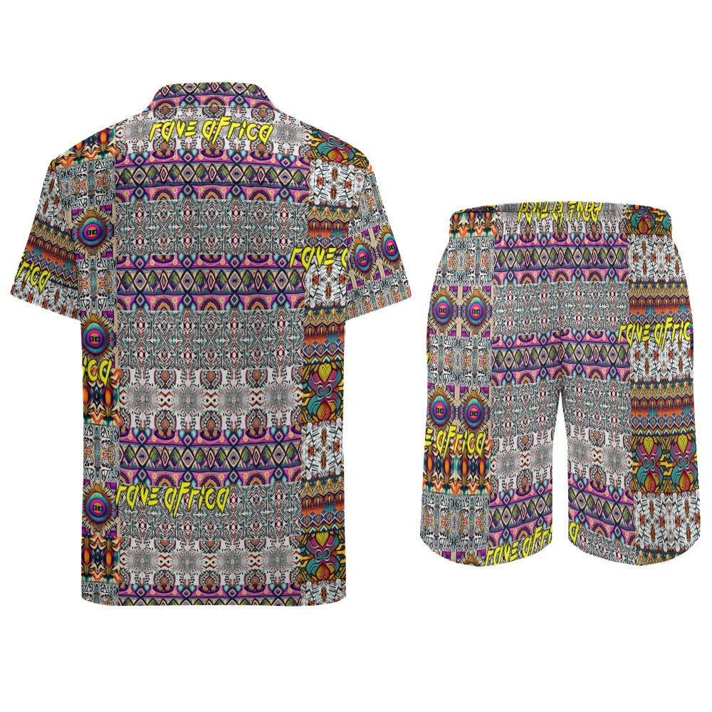 “Rave Africa” Men's Rave Outfit - Lounge Shirt and Shorts - Sizes XS - 3XL