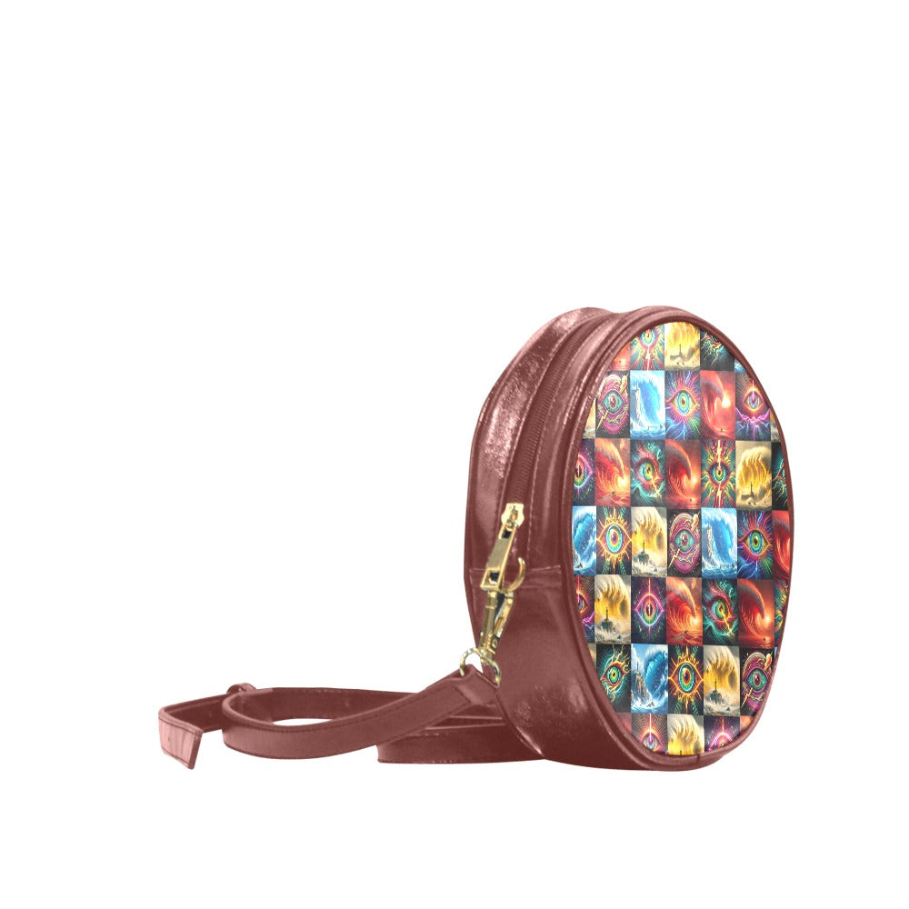 “Eye Wavess” Round Messenger Bag