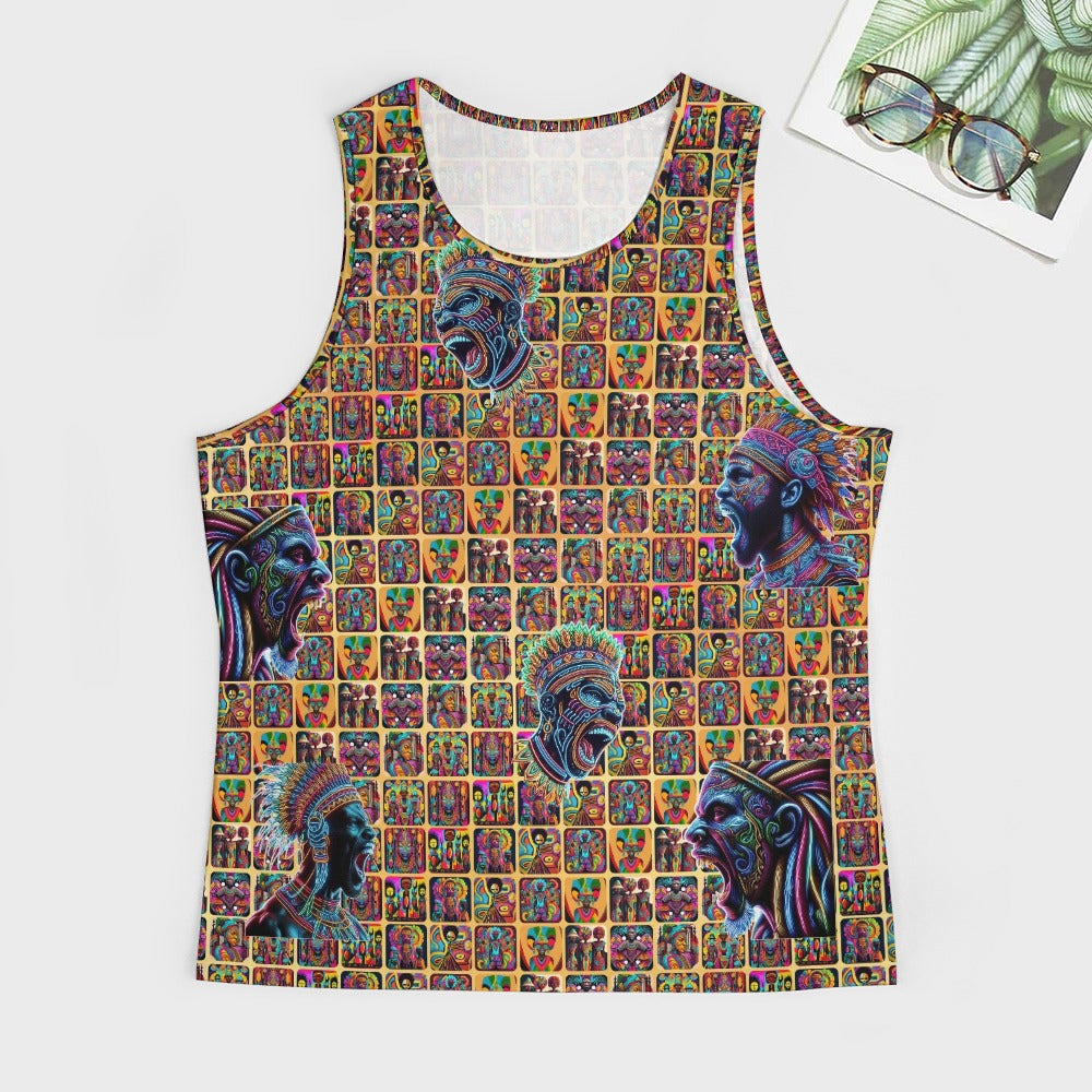 "Screaming African Warriors Surrounded” Muscle Tank Top