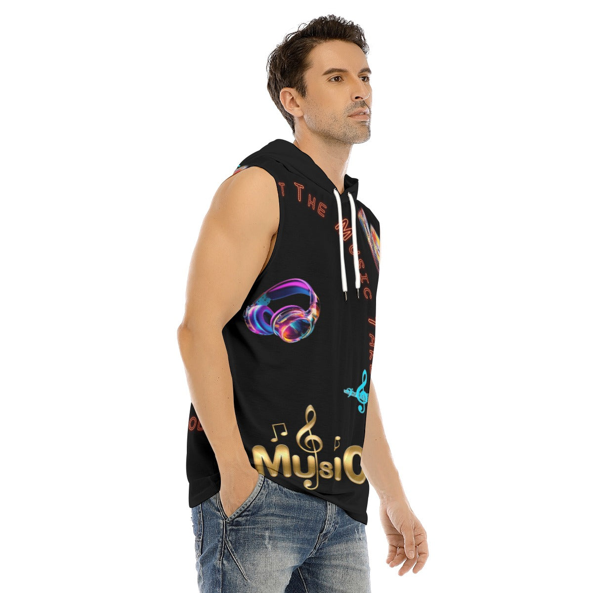 “Let the Music Take Control” Hooded Sports Tank Top