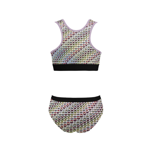 “Butterfly Flourish” Women's Sports Festival Set – Top and Booty Shorts