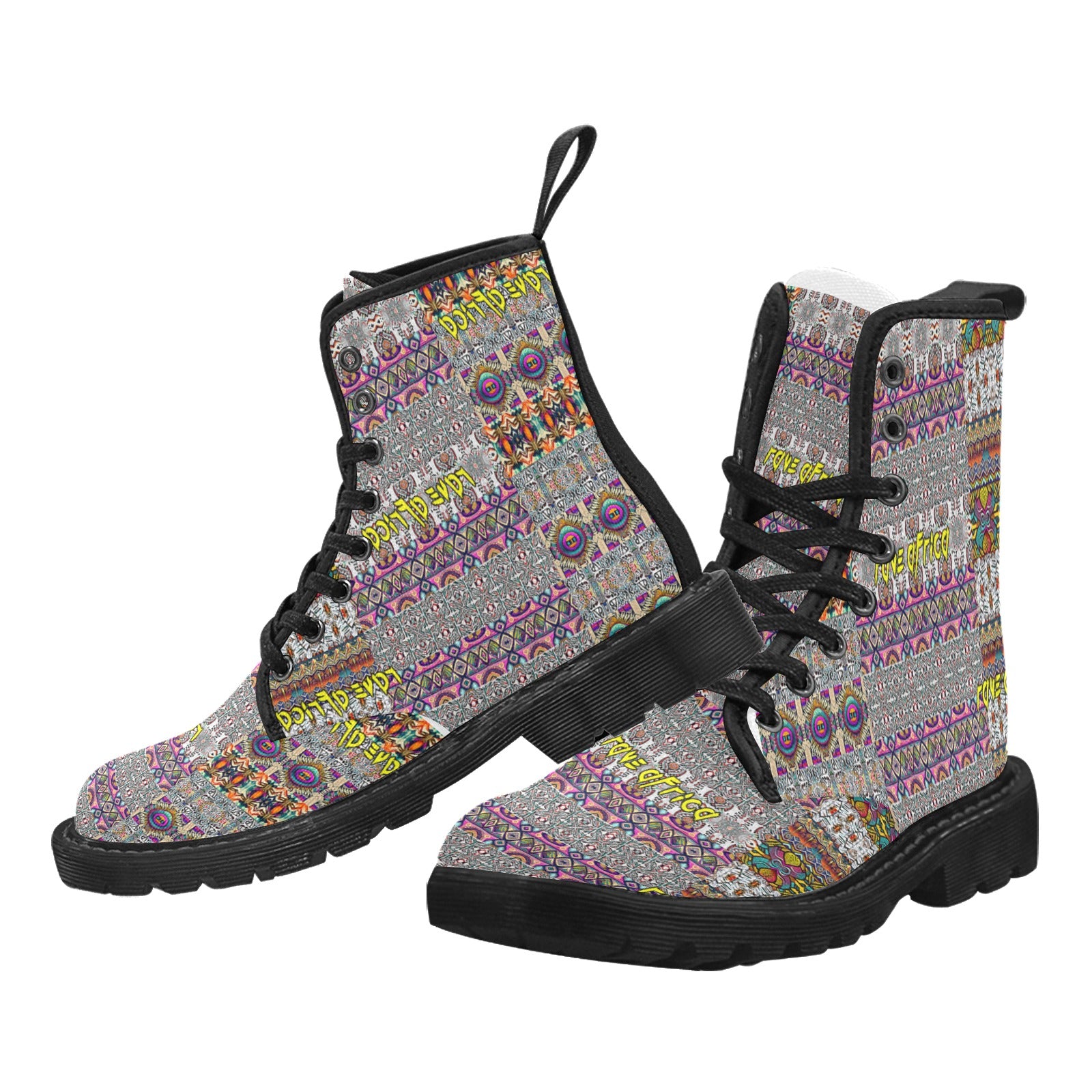 “Rave Africa” Men’s Lace Up Canvas Boots