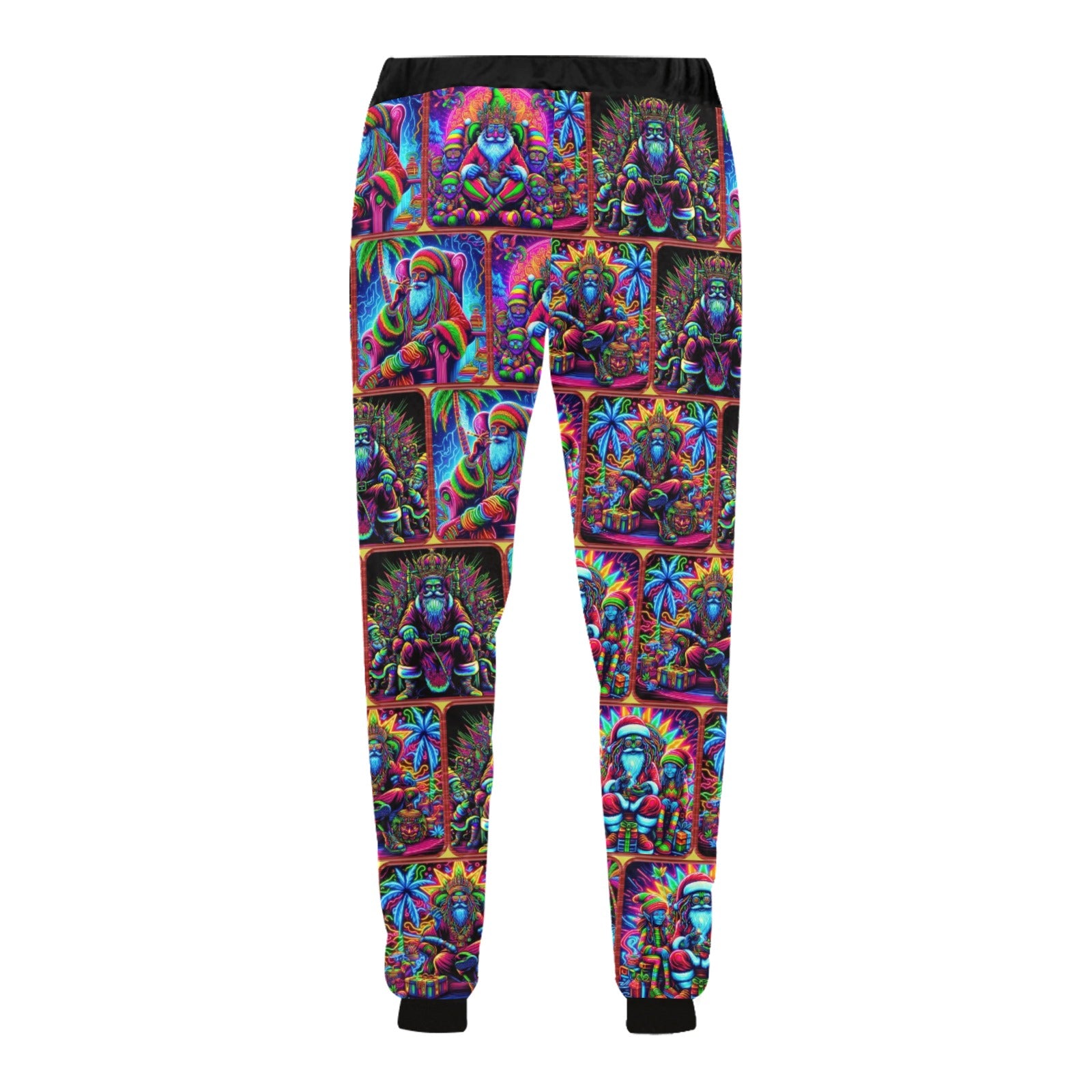 “Psychedelic Neon Toking Rasta Santa” Men’s Halloween Joggers - Sizes XS - 4XL