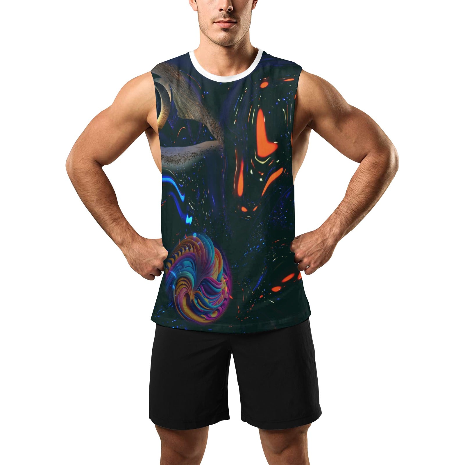 "Spatial Inhabitants” Men's Open Side Tank Top