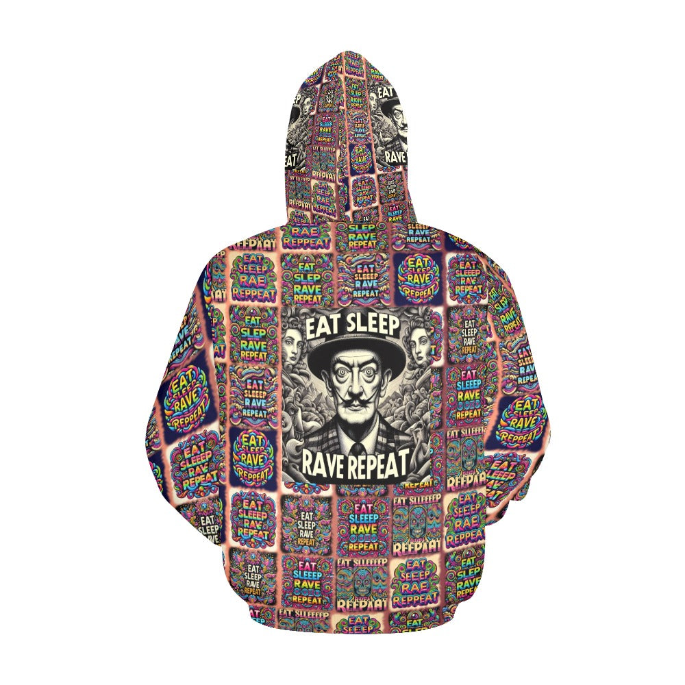 “Eat, Sleep, Rave, Repeat -Featuring Salvadore Dali” Men’s Hoodie