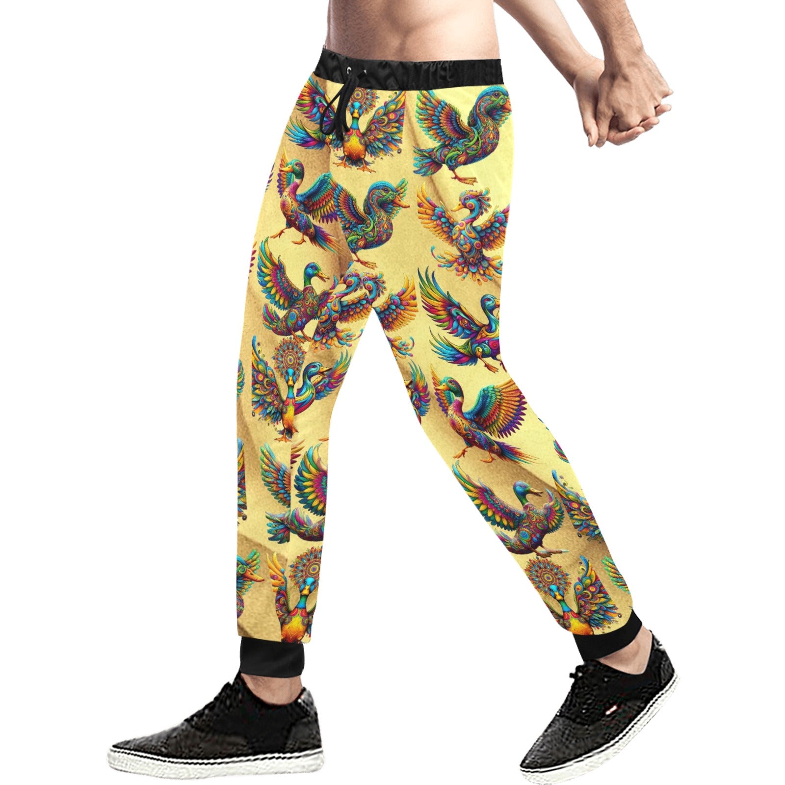 “Psychedelic Ducks on Gold” Men’s Joggers