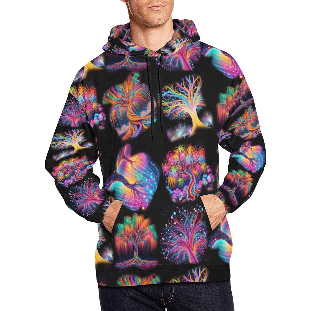 “Neon Willowy Trees” Men's Hoodie – Sizes S- 4XL