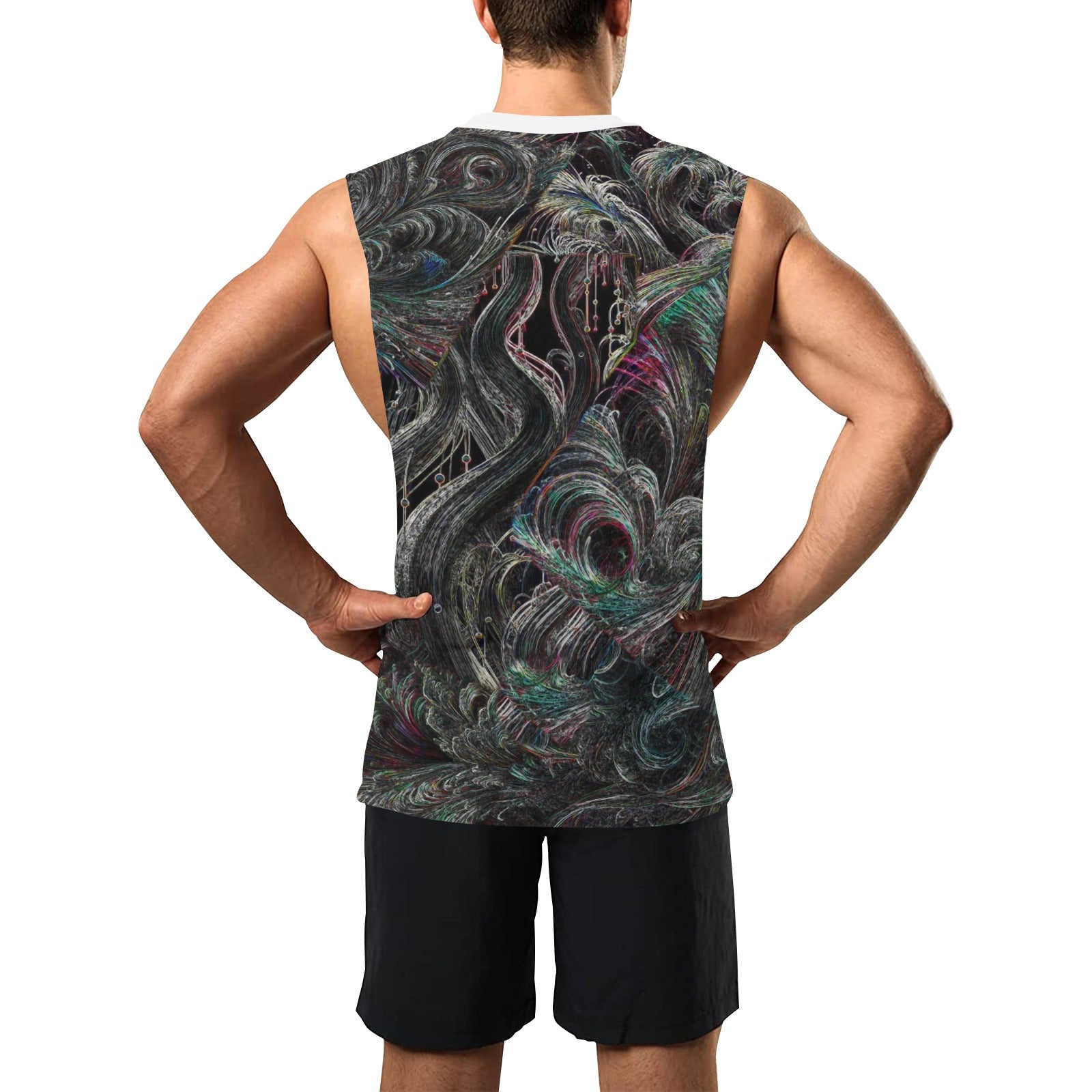 Feathery Wisps Inverted” Men's Open Side Tank Top