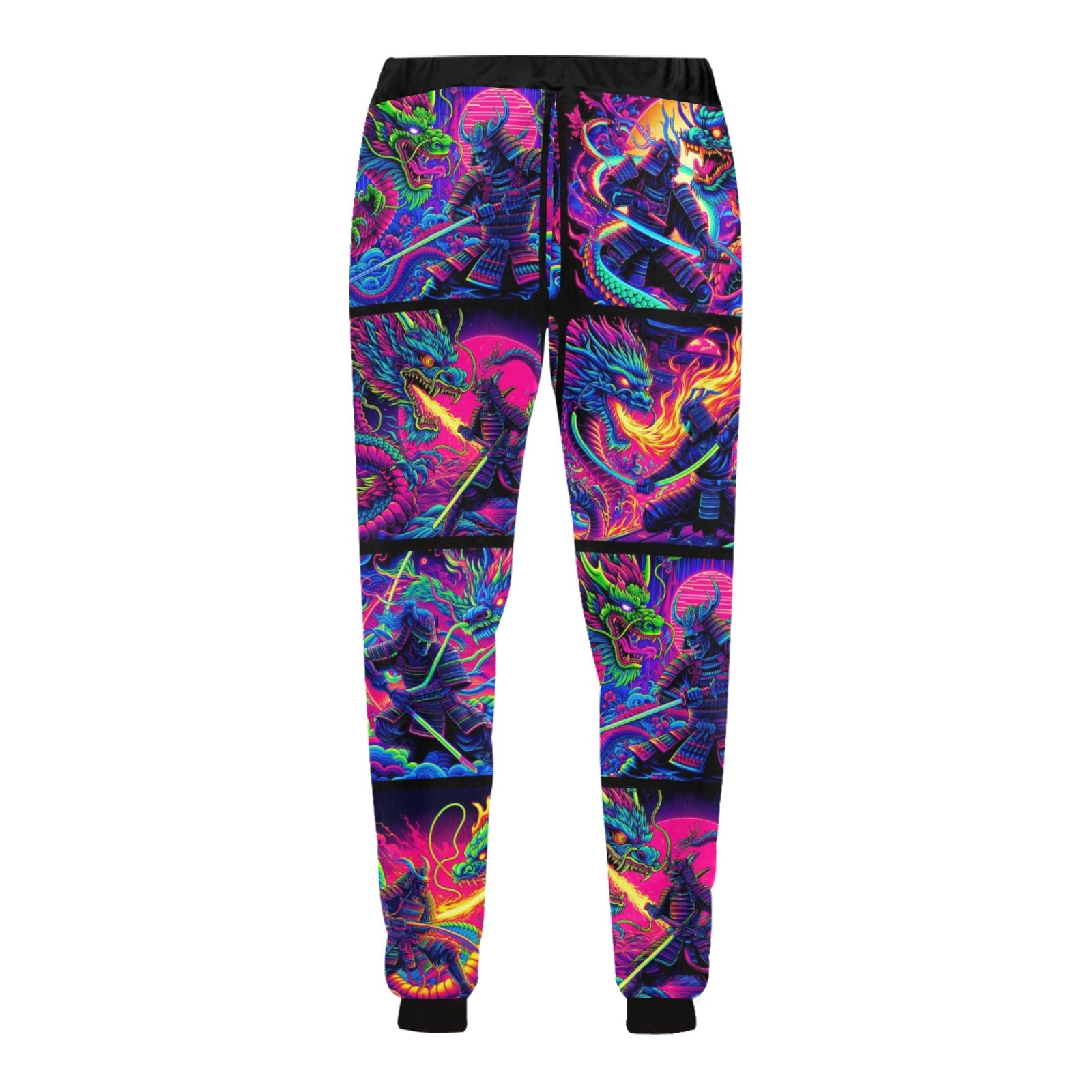 “Psychedelic Samurai Fighting Dragons” Men’s Joggers