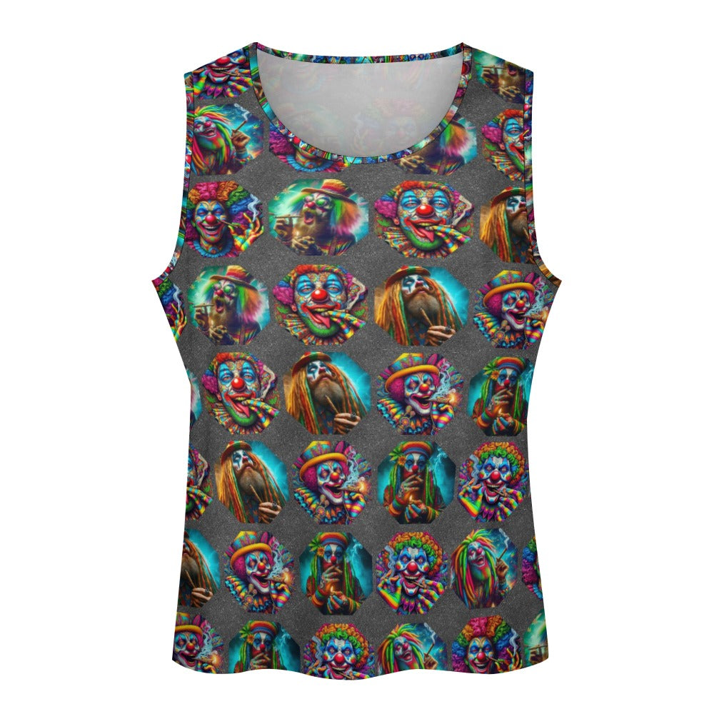 "Psychedelic Clowns Toking in  Gray” Muscle Tank Top