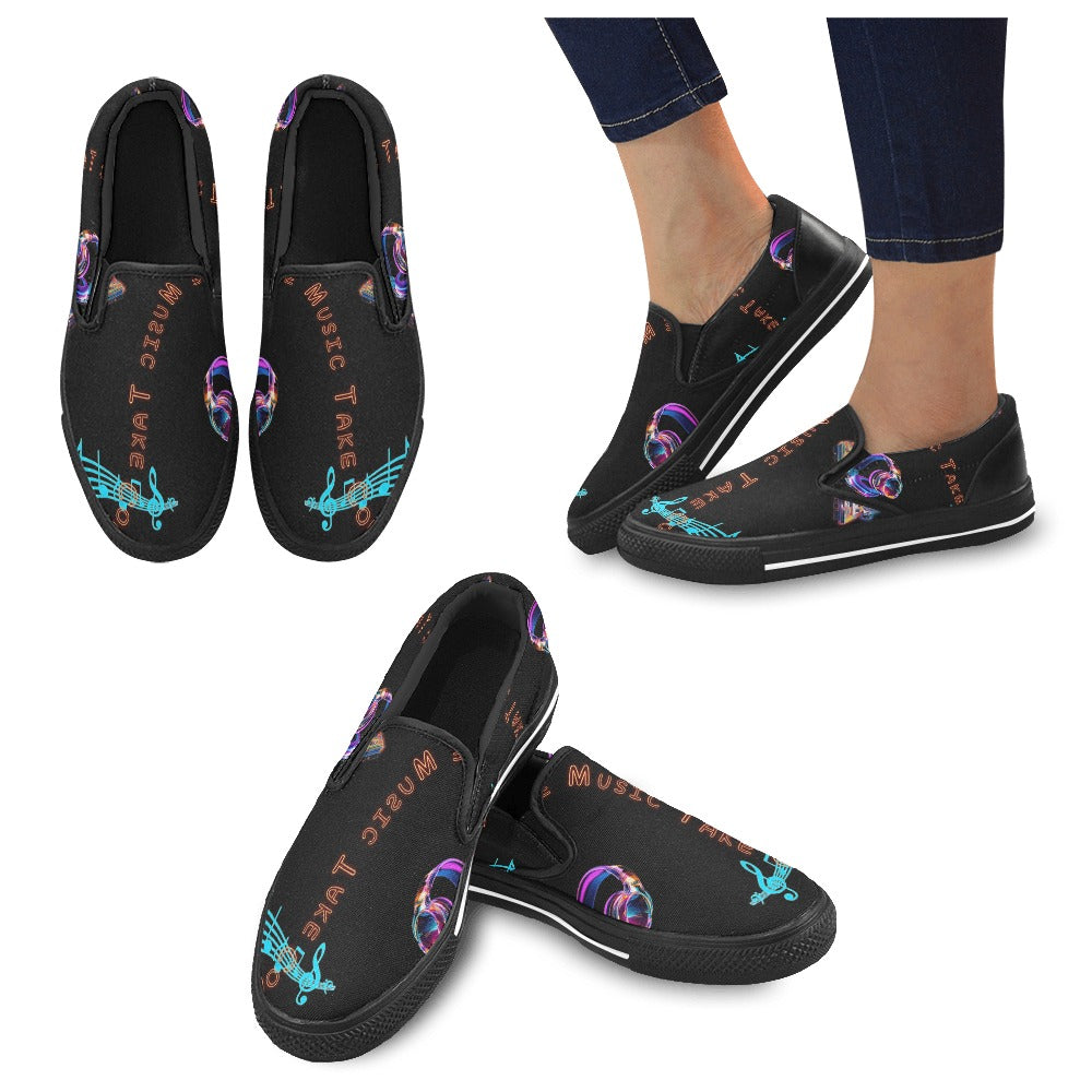 ““Let the Music Take Control” Women’s Slip-on Canvas Shoes