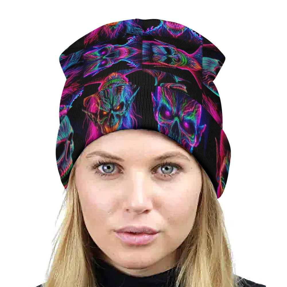 “Neon Evil Halloween Ghouls” Knit Hat