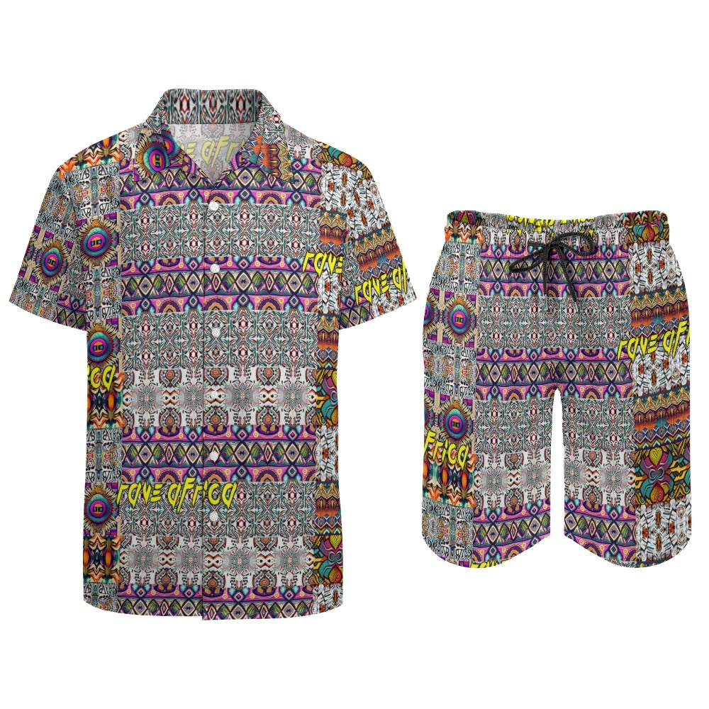 “Rave Africa” Men's Rave Outfit - Lounge Shirt and Shorts - Sizes XS - 3XL