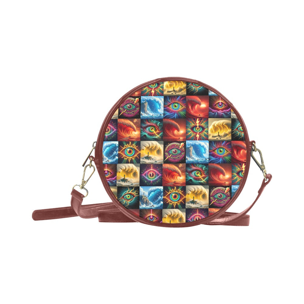 “Eye Wavess” Round Messenger Bag