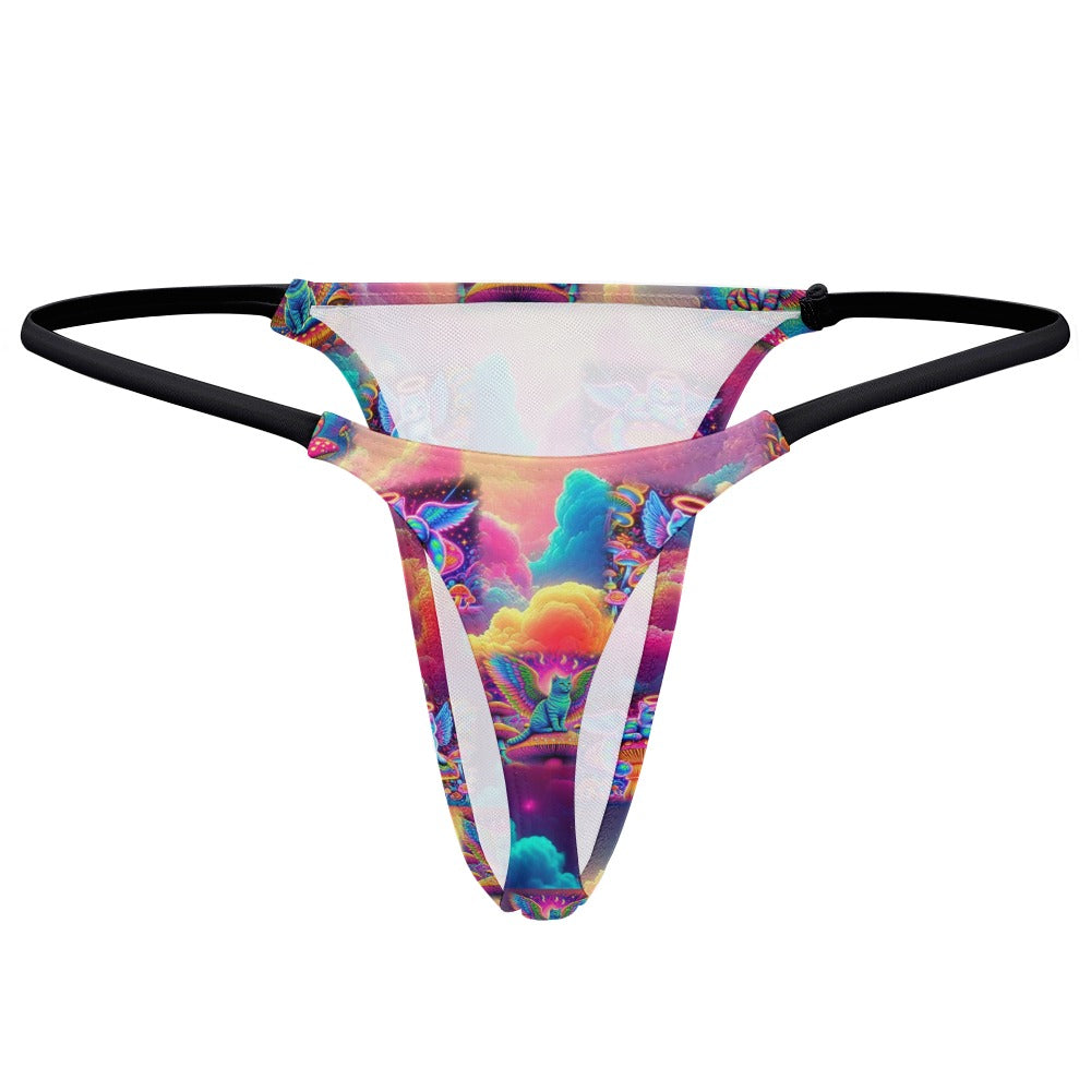 “Heavenly Angel Cats on Psychedelic Mushrooms Women’s Festival Thong
