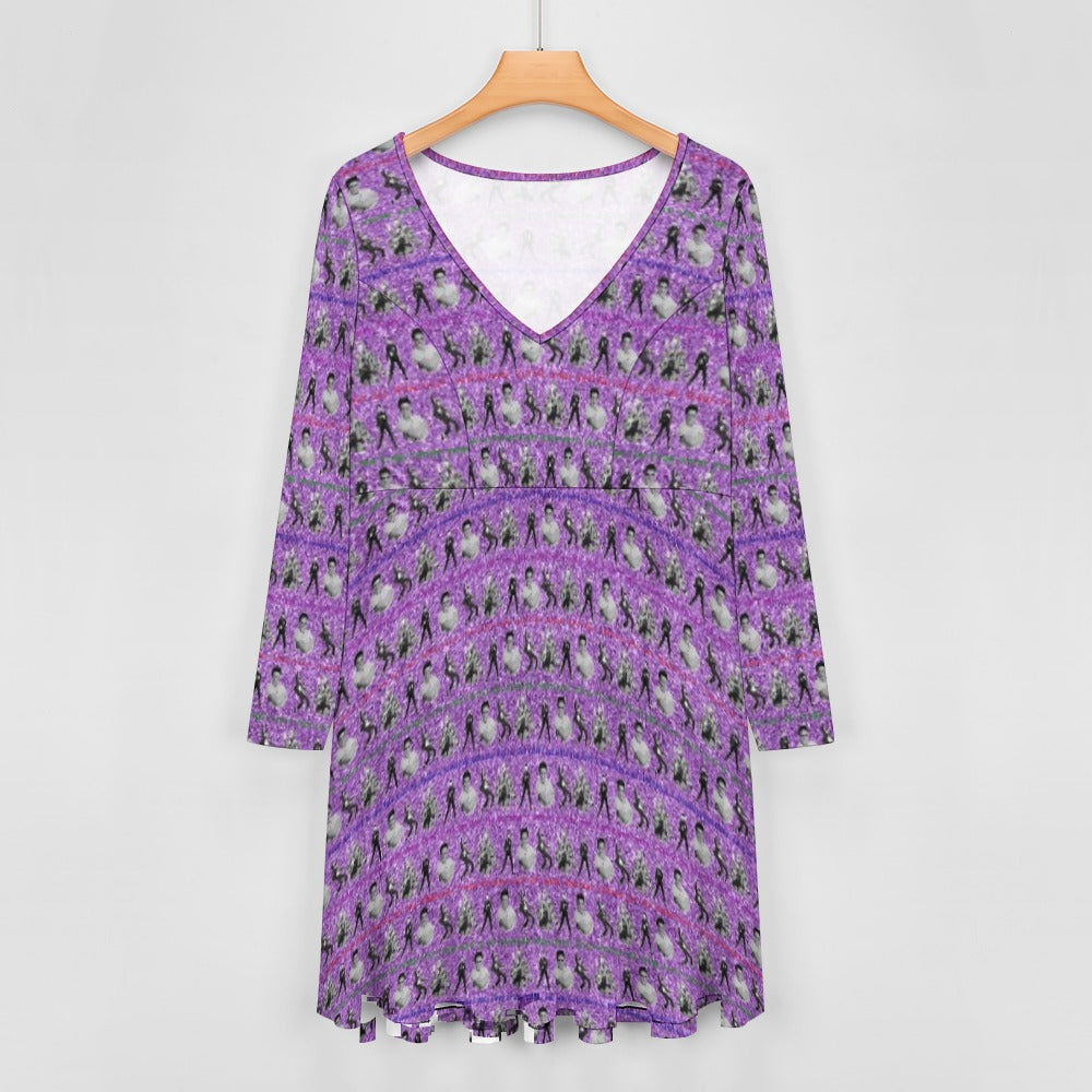 "Elvis Speaks" Oversized V-Neck Dress