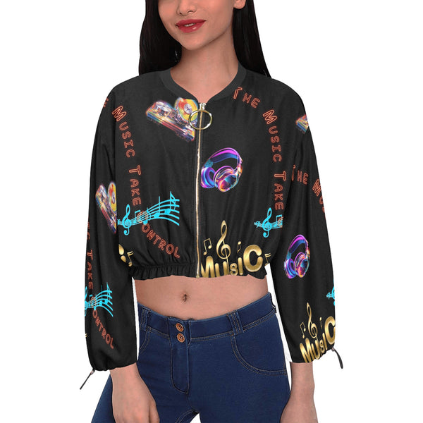 “Let the Music Take Control” Women's Chiffon Crop Top Jacket