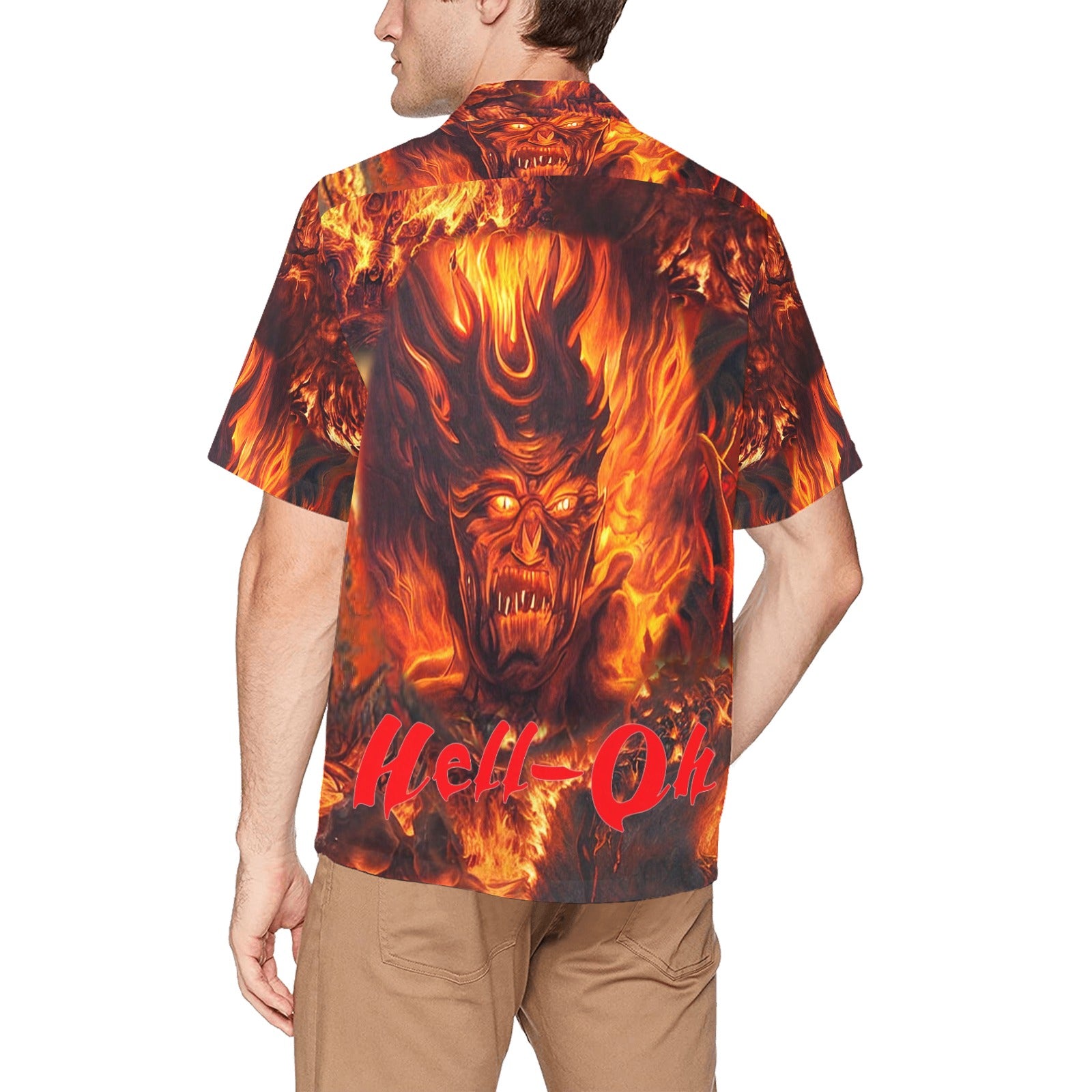 “Hell-Oh Halloween” Men’s Lounge Shirt – Sizes S- 5XL