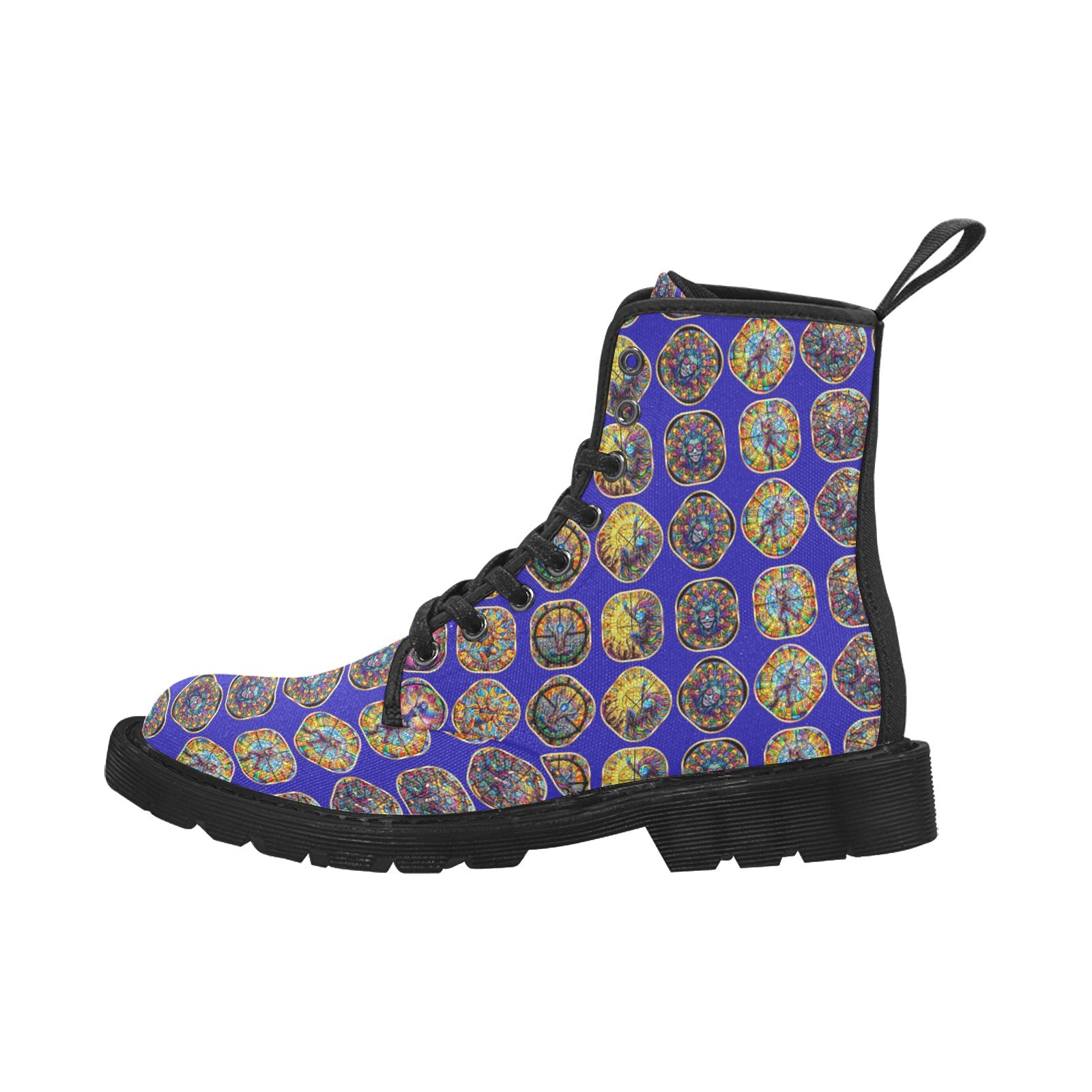 Women's Lace Up Canvas Boots (Model1203H)(Black)
