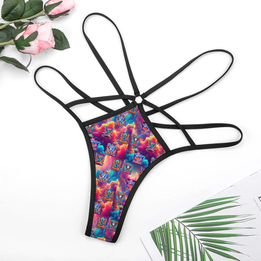 “Heavenly Angel Cats on Psychedelic Mushrooms”  T-Back Thong - Sizes S - 3XL