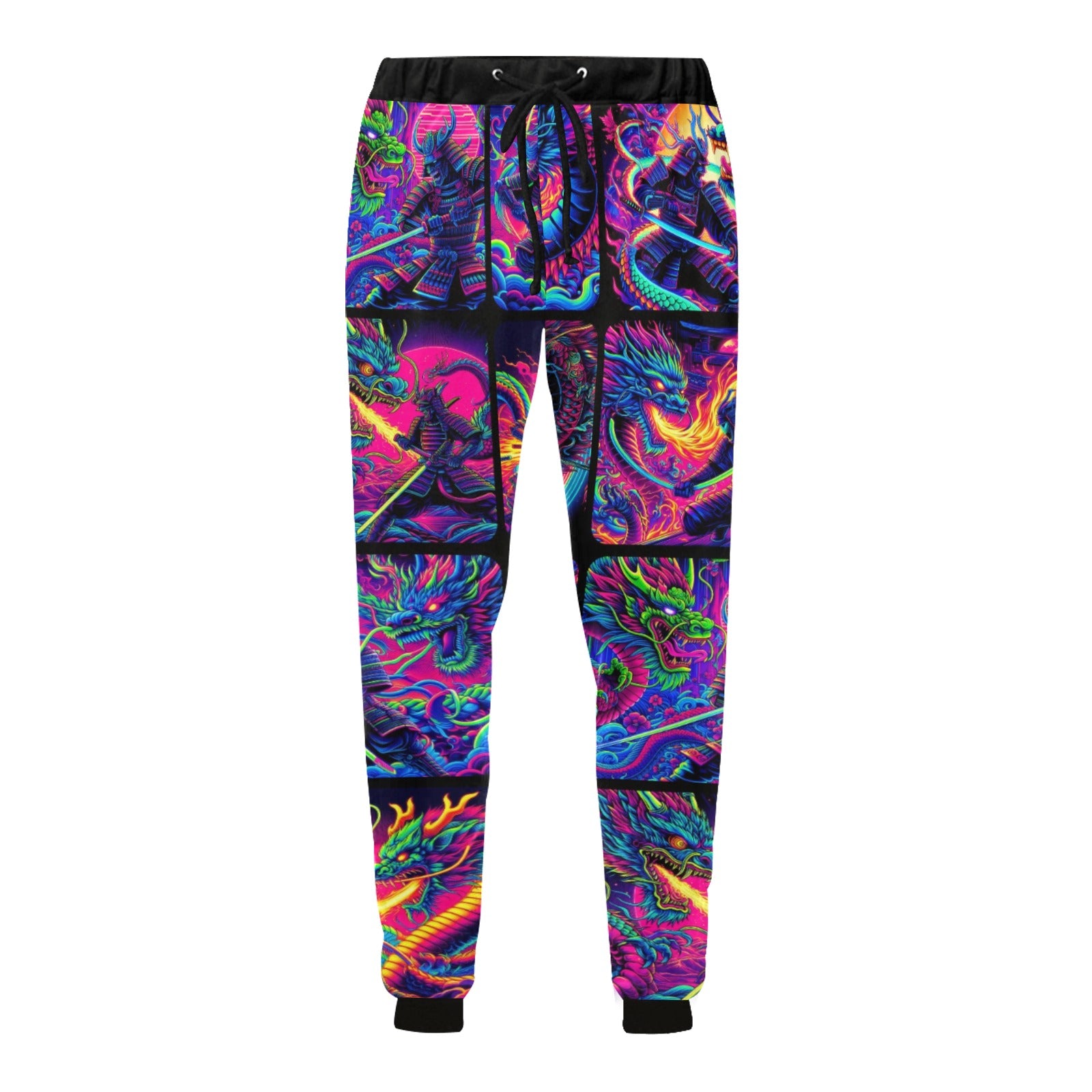 “Psychedelic Samurai Fighting Dragons” Men’s Joggers