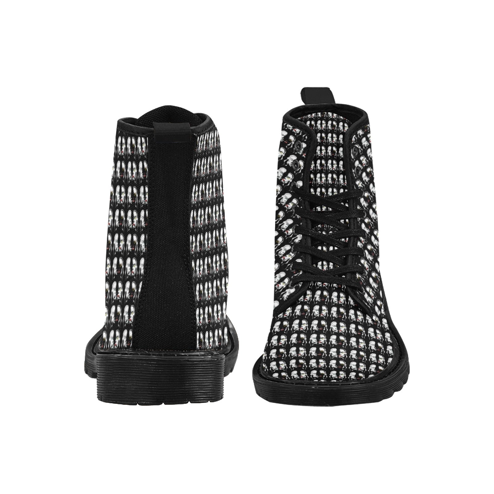 "4 Women?” Women's Lace Up Canvas Boots - Black