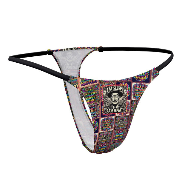 “Eat, Sleep, Rave, Repeat -Featuring Salvadore Dali” Women’s Festival Thong