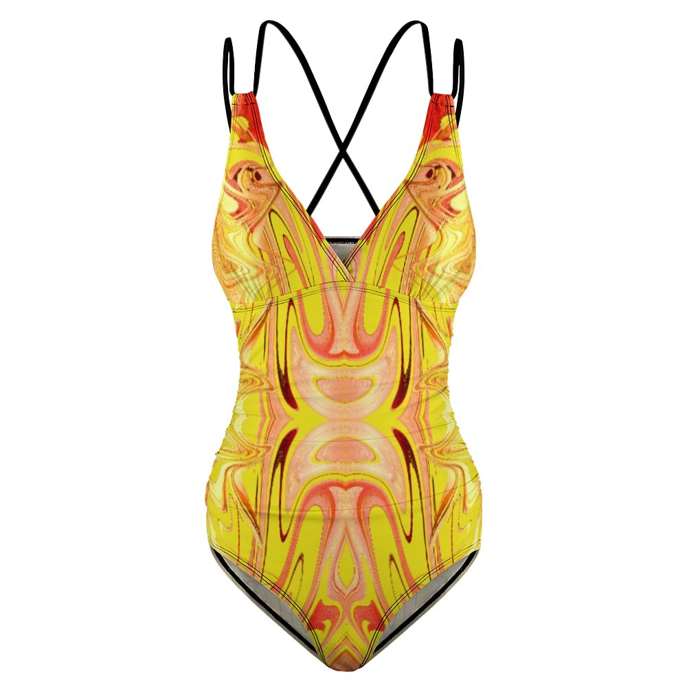 “Fire and Gold” One Piece Bathing Suit