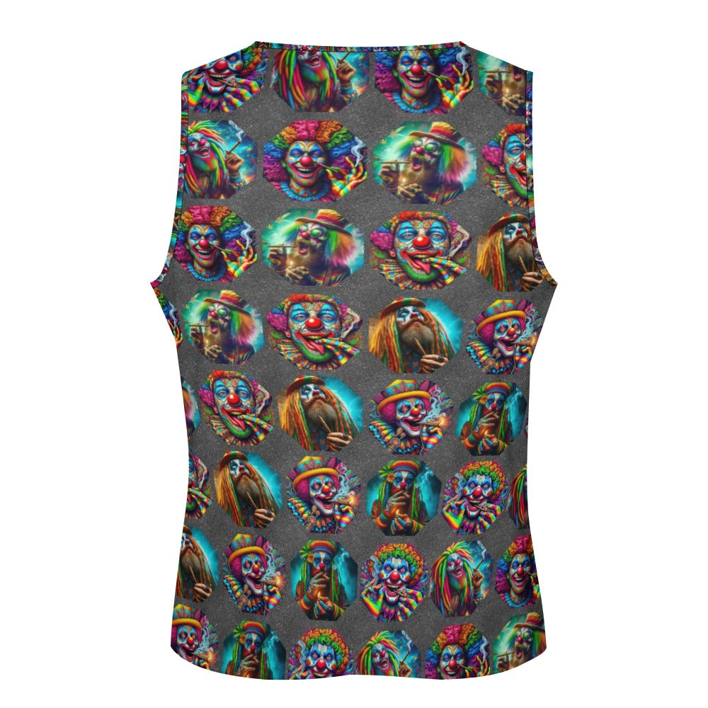 "Psychedelic Clowns Toking in  Gray” Muscle Tank Top