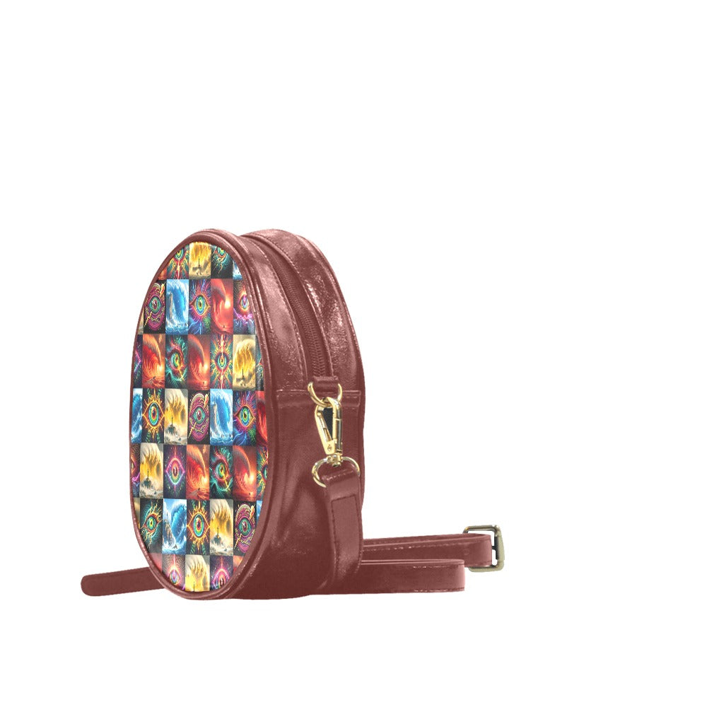 “Eye Wavess” Round Messenger Bag