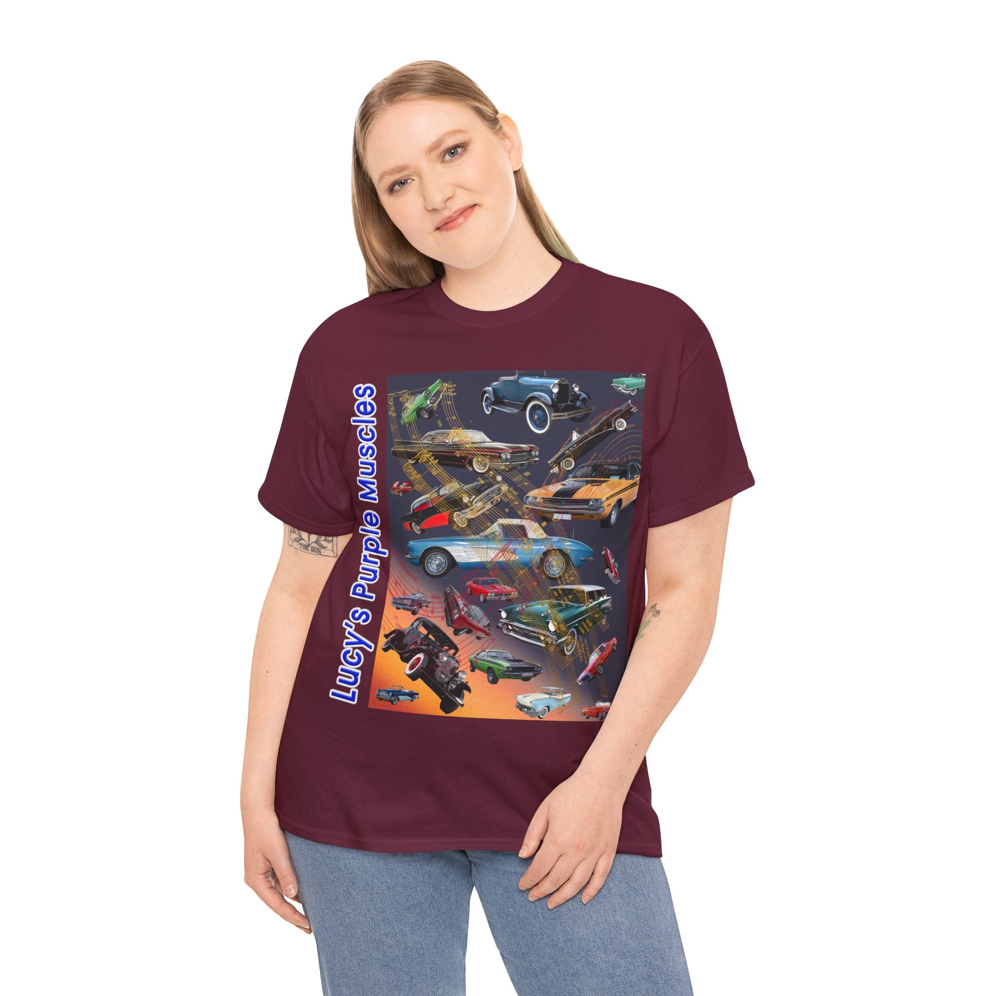 “Lucy’s Purple Muscles” Heavy Cotton T-Shirt