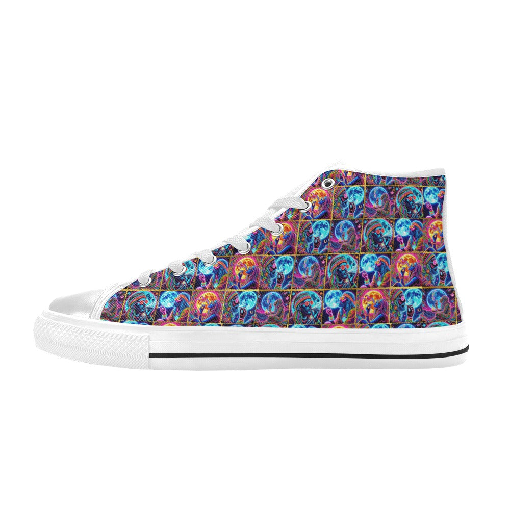 “Moonlight Toking” Men’s Aquila High Top Canvas Shoes