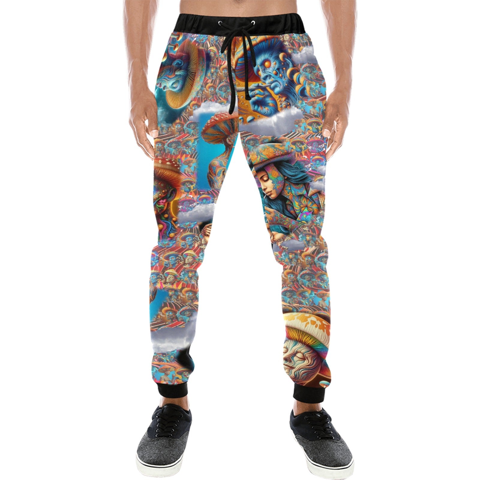 “Psychedelic Toking Mushroom Men Aloft” - Men’s Joggers - Sizes XS - 4XL