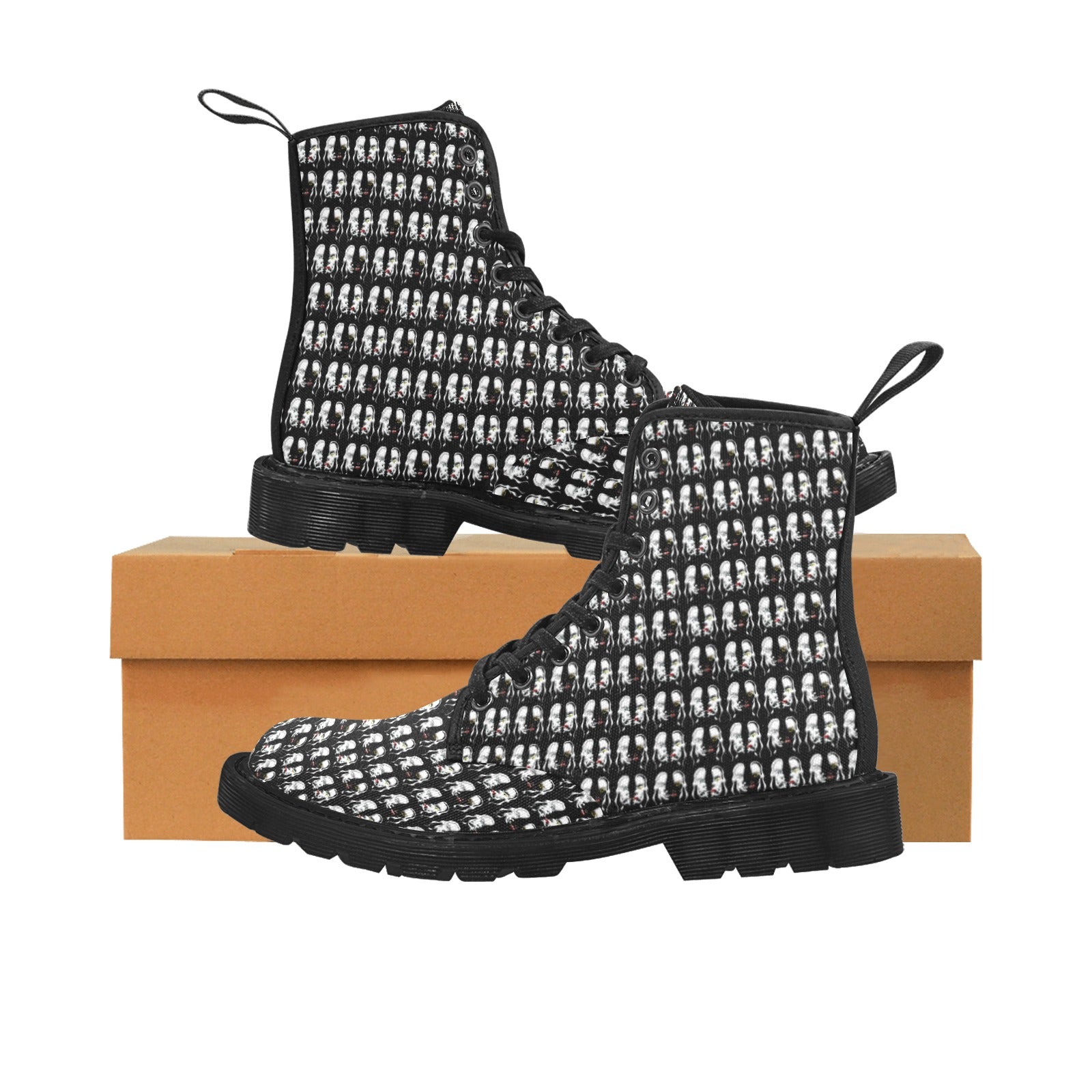 "4 Women?” Women's Lace Up Canvas Boots - Black