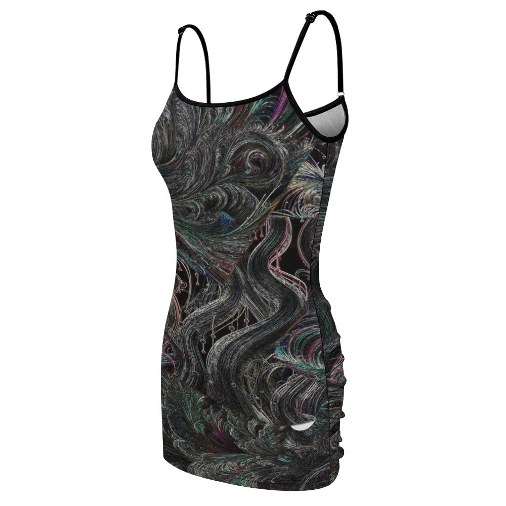 Feathery Wisps Inverted” Women's Slim Sexy Hip Skirt Dress