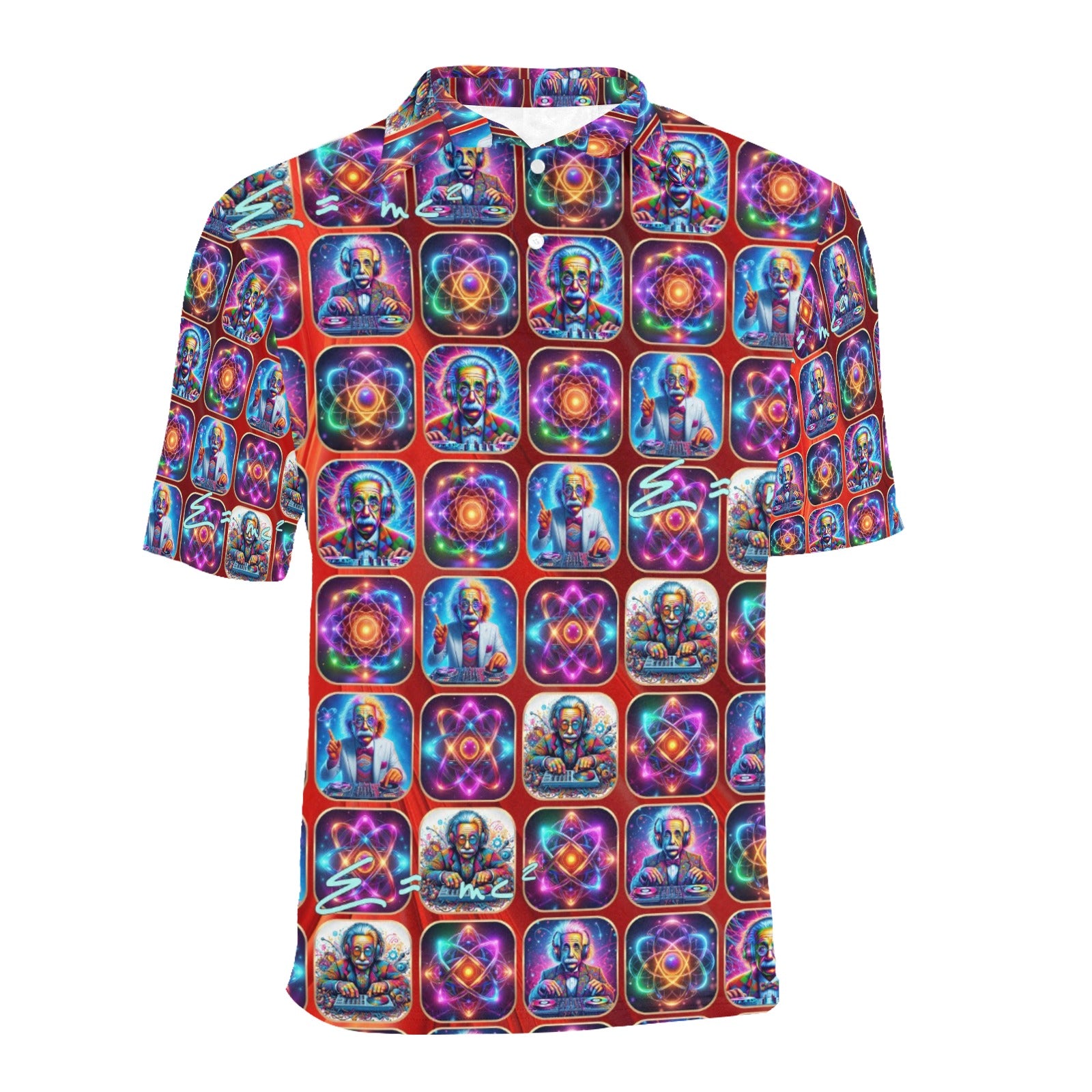 “DJ Albert Mixes the Atom” Men’s Short Sleeve Polo Shirt