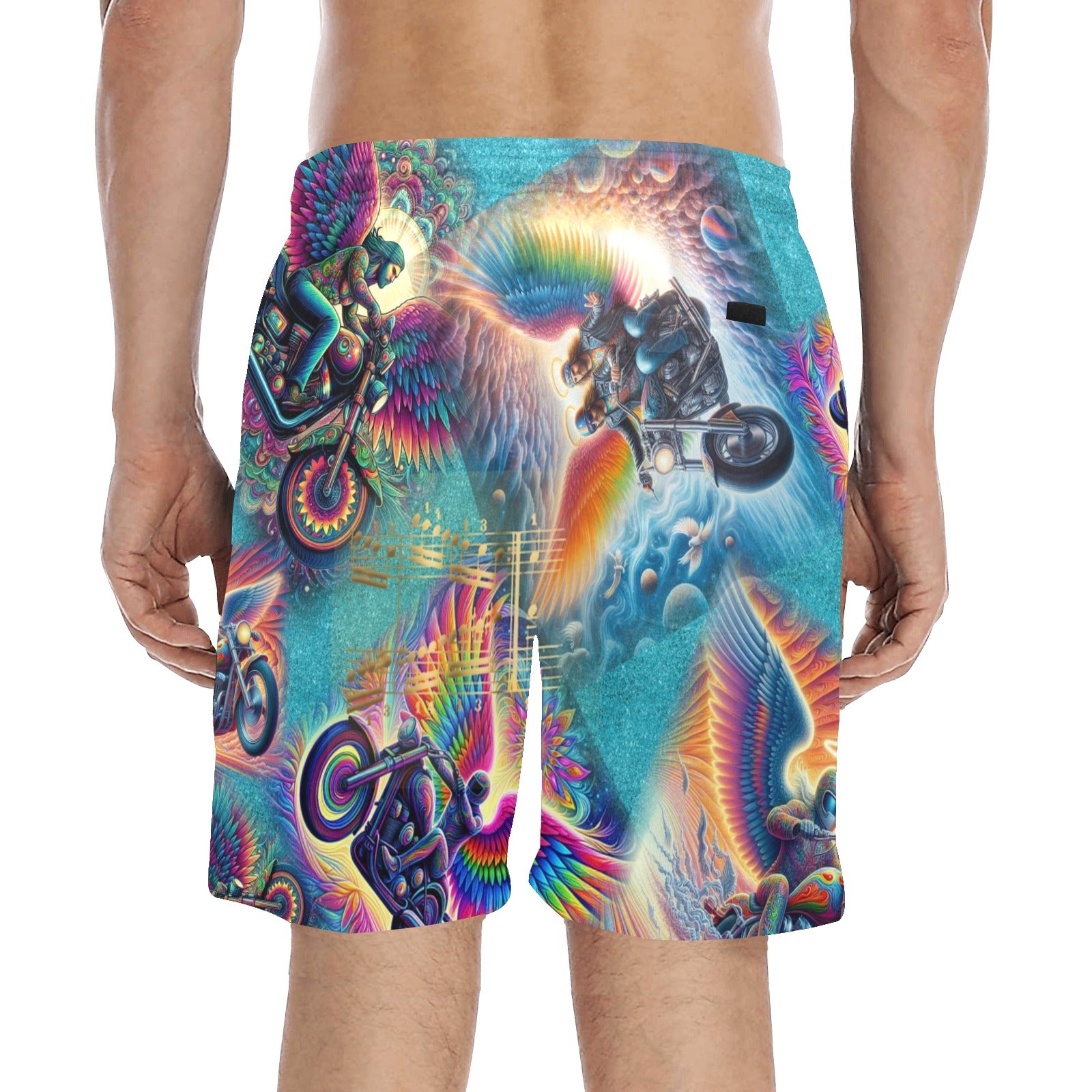 “Psychedelic Angels on Motorcycles“ Men's Mid-Length Shorts