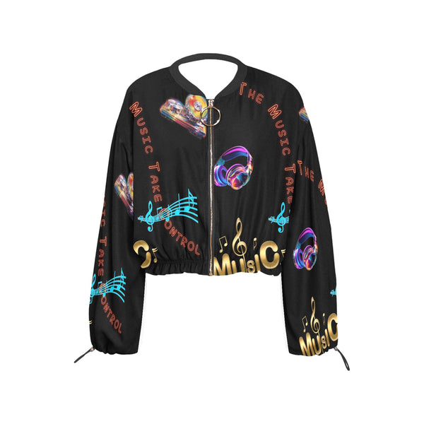 “Let the Music Take Control” Women's Chiffon Crop Top Jacket