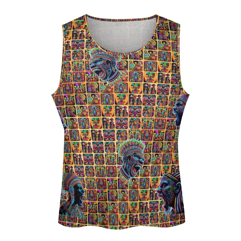 "Screaming African Warriors Surrounded” Muscle Tank Top