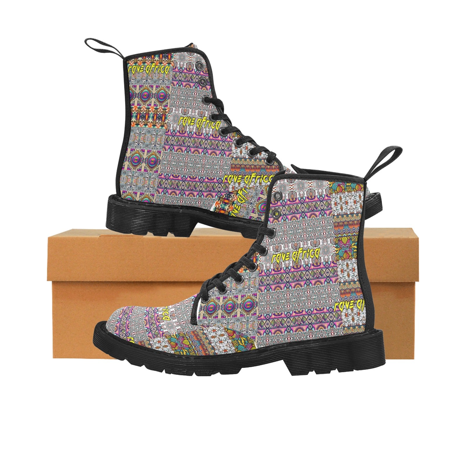 “Rave Africa” Men’s Lace Up Canvas Boots