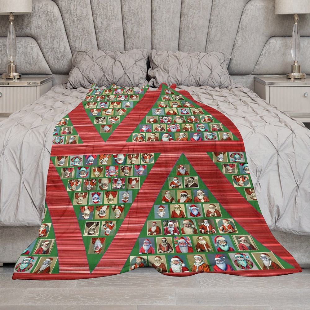 “Santa Claus Christmas Trees” Ultra-Soft Flannel Blanket – 60” x 80