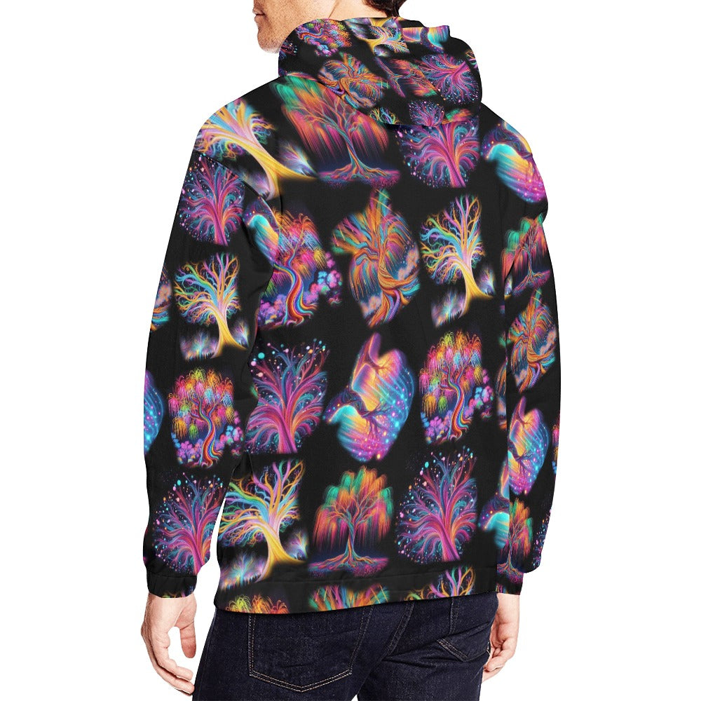 “Neon Willowy Trees” Men's Hoodie – Sizes S- 4XL