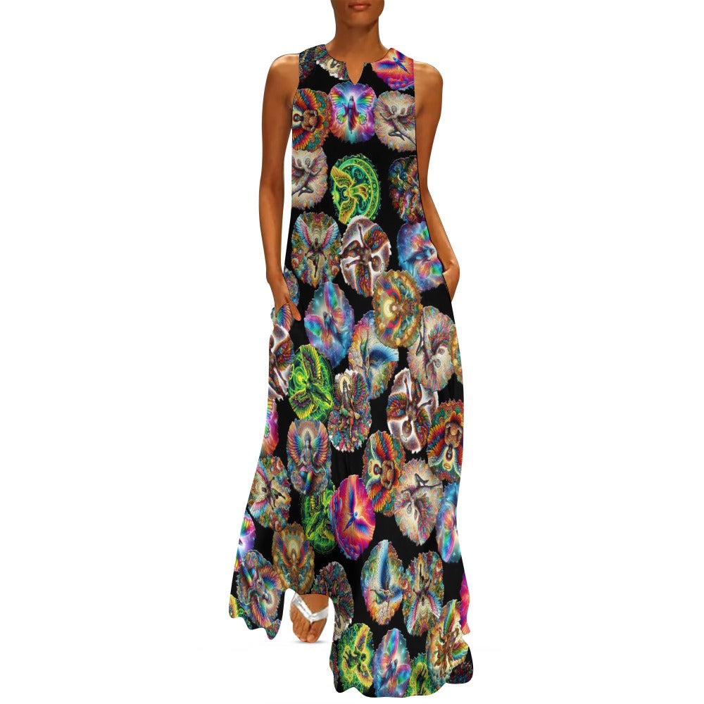 "Angels Round High" Sleeveless Long Dress