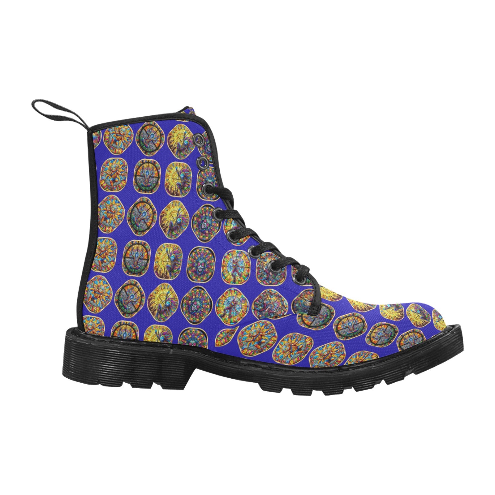 Women's Lace Up Canvas Boots (Model1203H)(Black)