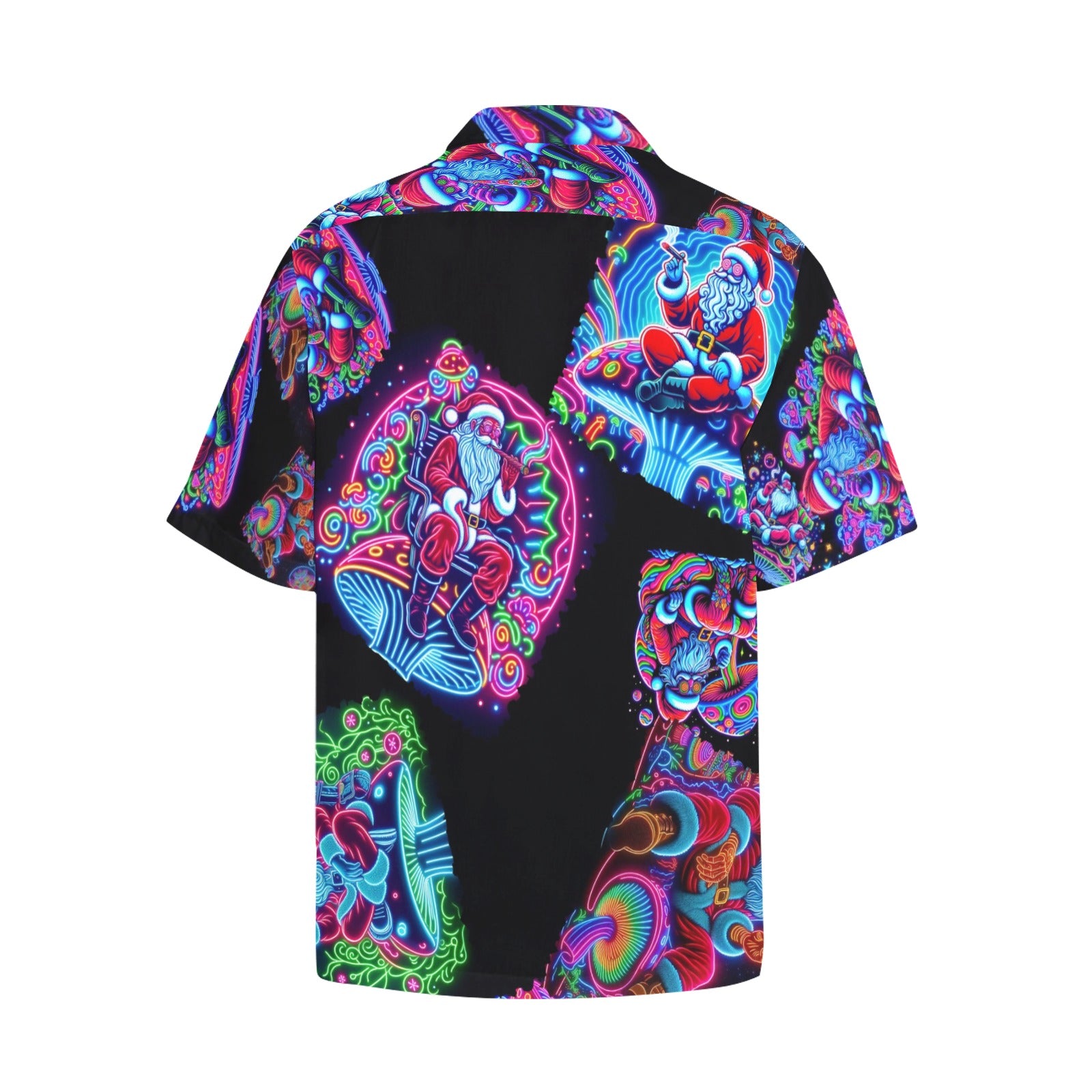 “Psychedelic Toking Santas Sitting on Mushrooms” Men’s Lounge Shirt – Sizes S- 5XL