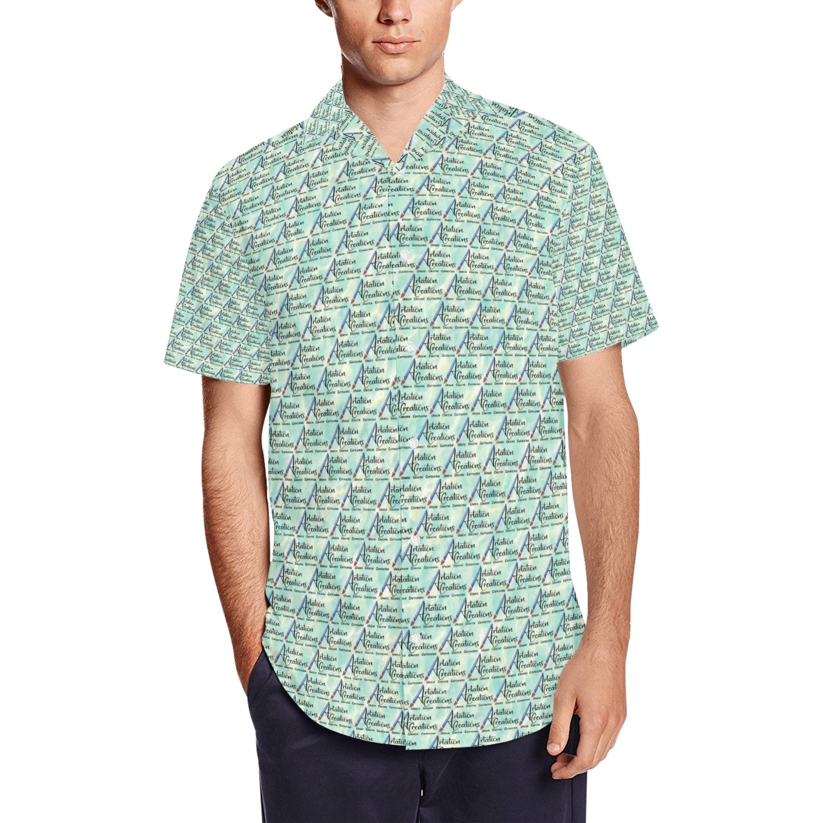 Men's Short Sleeve Shirt With Lapel Collar (Model T54)