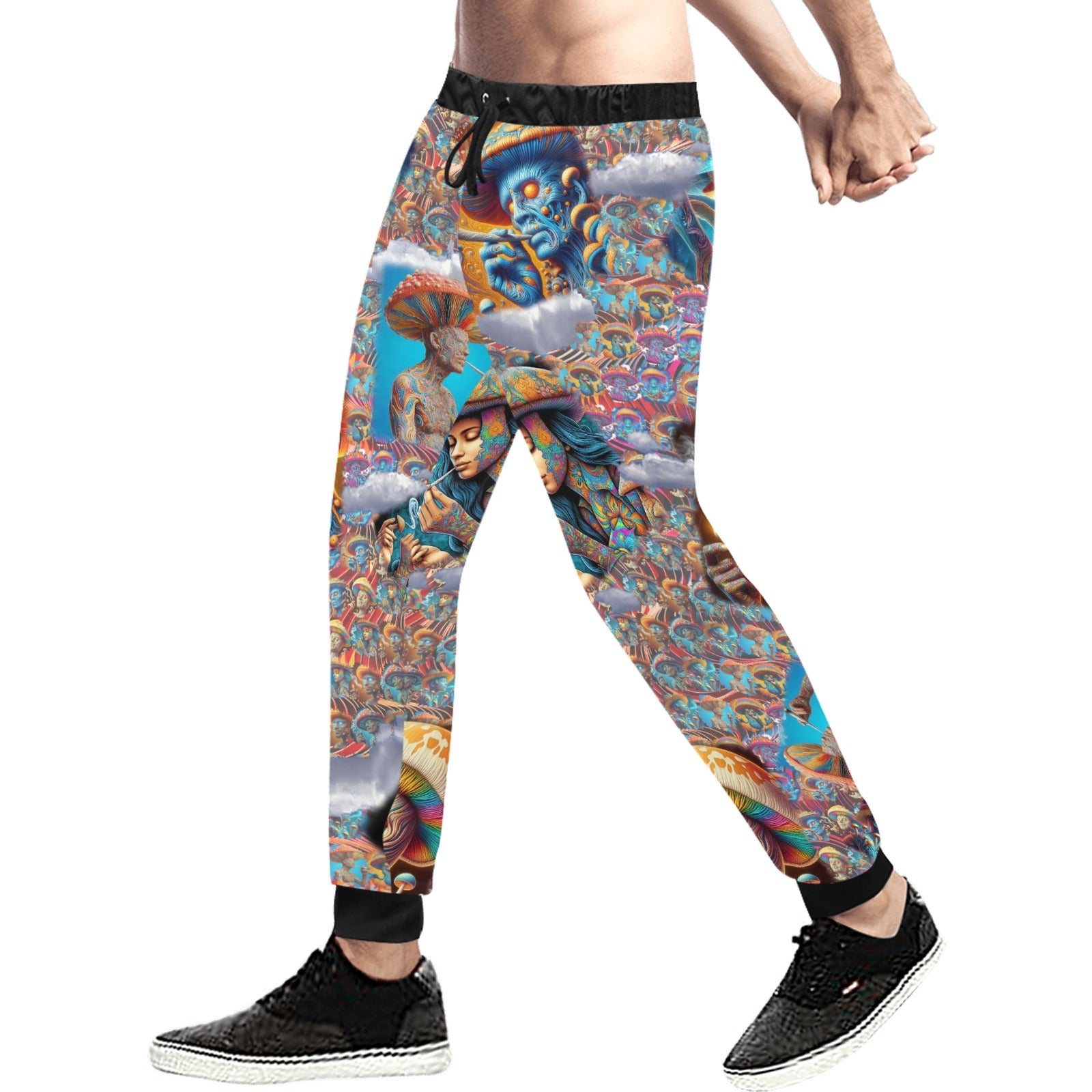 “Psychedelic Toking Mushroom Men Aloft” - Men’s Joggers - Sizes XS - 4XL